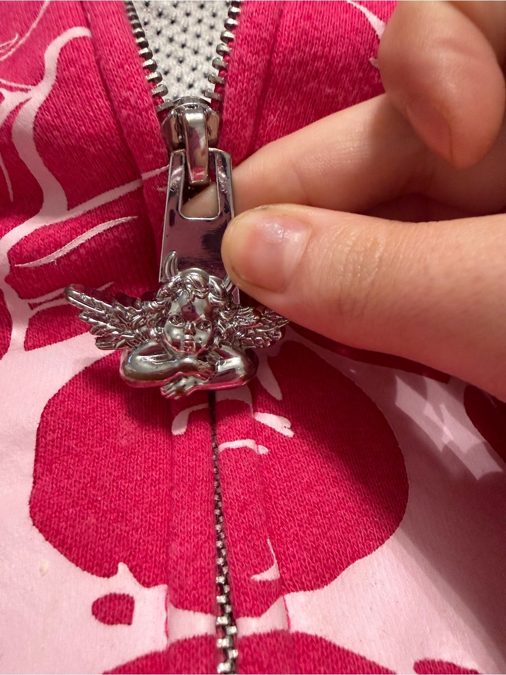 Boys Lie Hot Pink Zip-Up Hoodie with White Angel - Picture 2 of 4